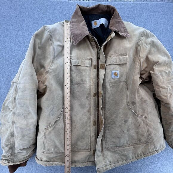 Vintage Carhartt Jacket Men XL Large Duck Canvas Chore Coat Corduroy Collar Barn - Picture 14 of 16